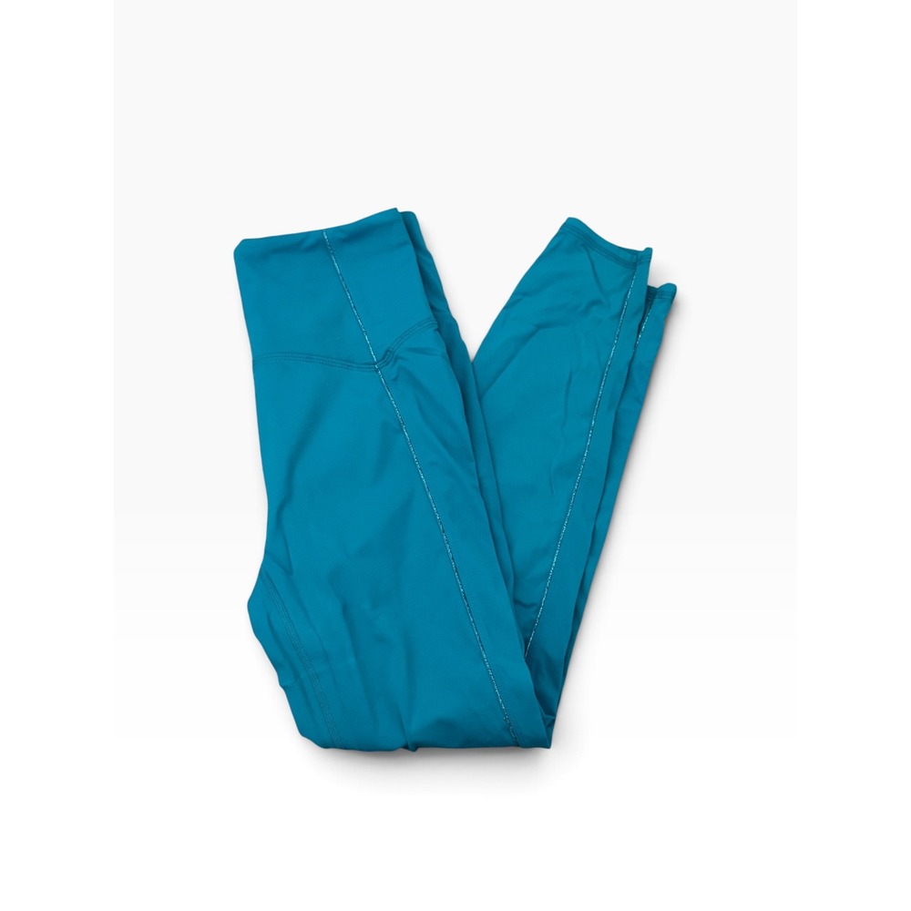 JoyLab High-Waisted Reflective Trim Leggings Teal Blue Small Athletic Yoga Pants
